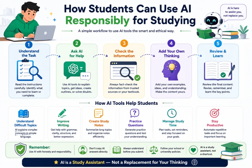 How students can use AI responsibly for studying, research, writing, and learning