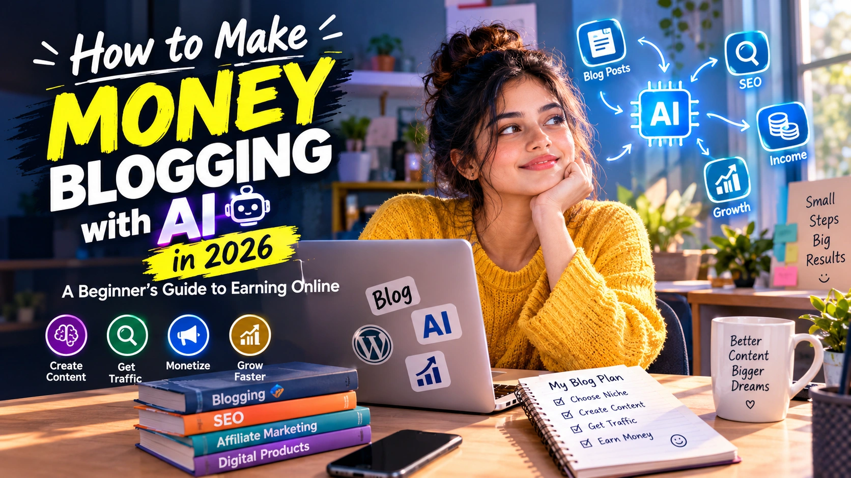 How to make money blogging with AI in 2026 using content, SEO, traffic, and monetization strategies