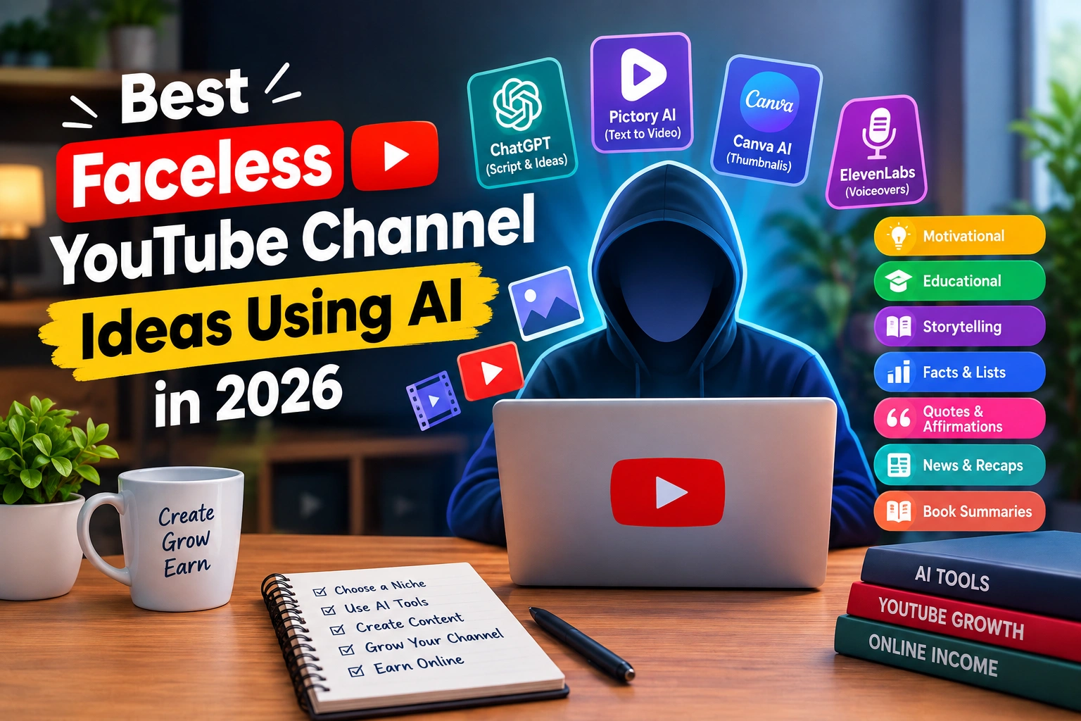 Best faceless YouTube channel ideas using AI in 2026