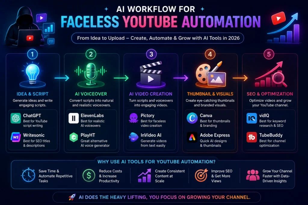 Faceless YouTube automation workflow using AI tools