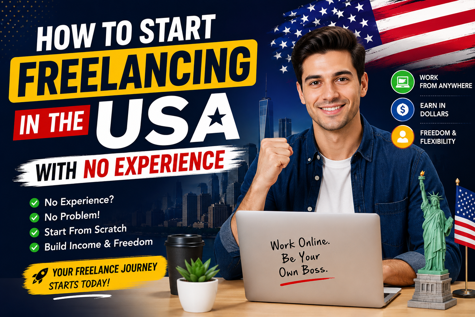 How to start freelancing in the USA with no experience using online skills and remote work platforms in 2026