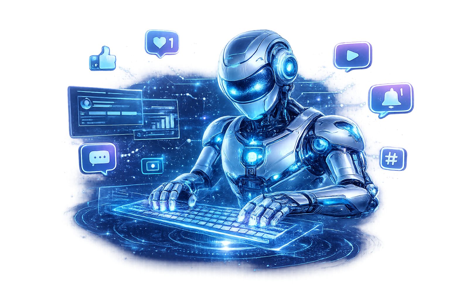 Free AI Content Creator Robot PNG Download