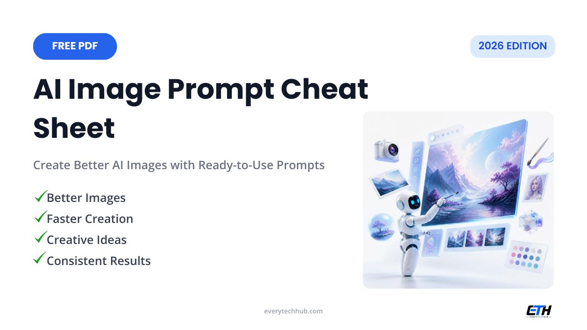 AI Image Prompt Cheat Sheet 2026 free PDF
