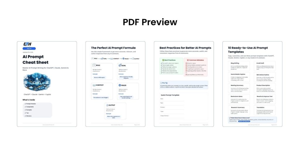 AI Prompt Cheat Sheet PDF Preview