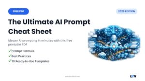 AI Prompt Cheat Sheet 2026 free PDF cover with prompt formula and ready-to-use templates