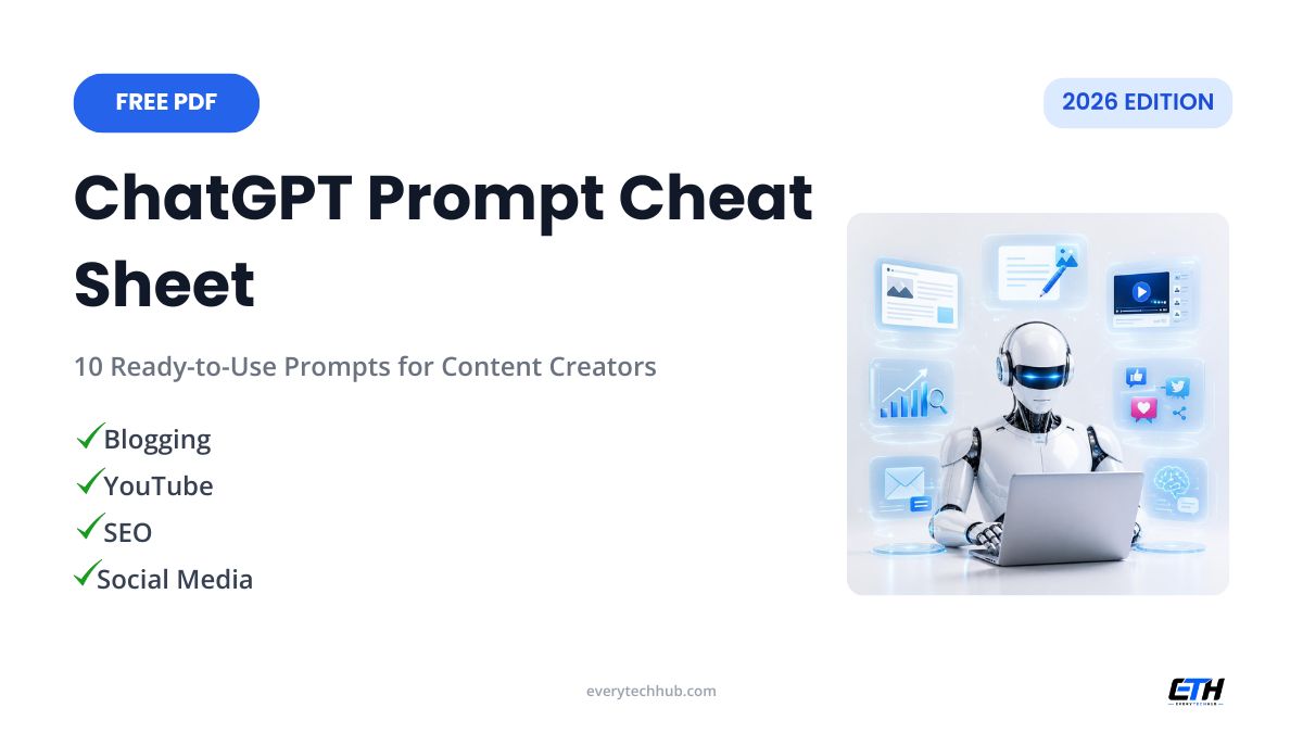 ChatGPT Prompt Cheat Sheet for Content Creators free PDF cover