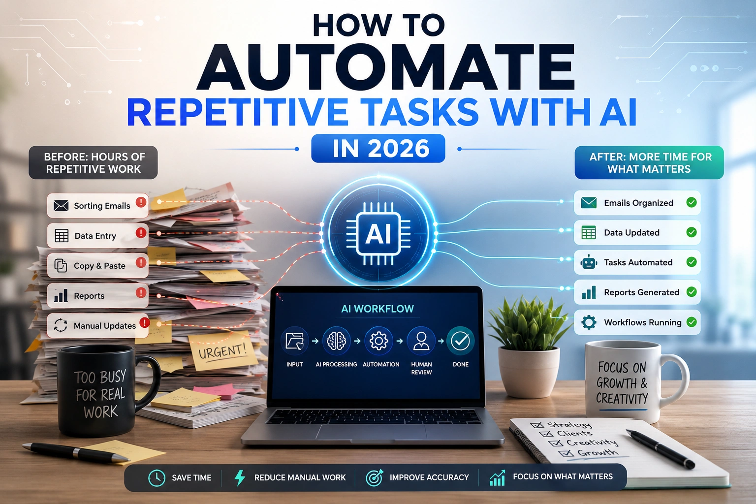 How to automate repetitive tasks with AI in 2026 using an AI workflow