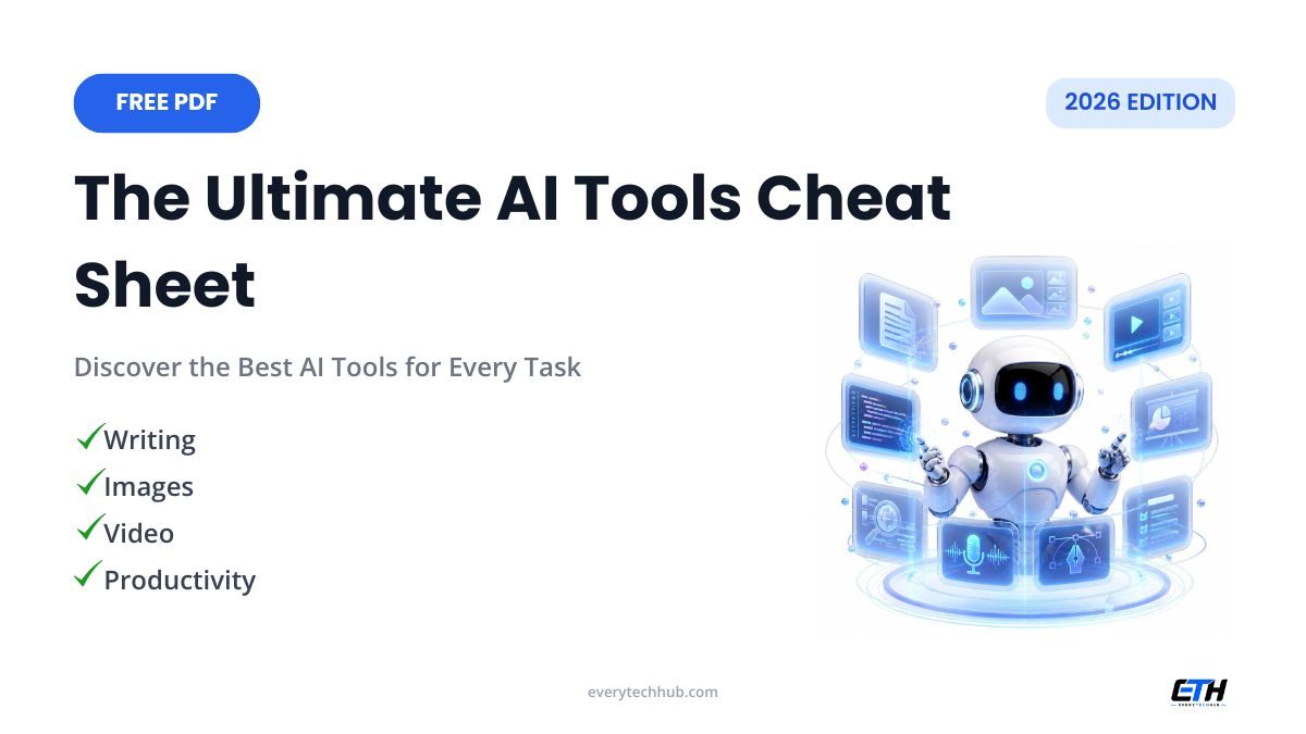 Ultimate AI Tools Cheat Sheet 2026 free PDF cover